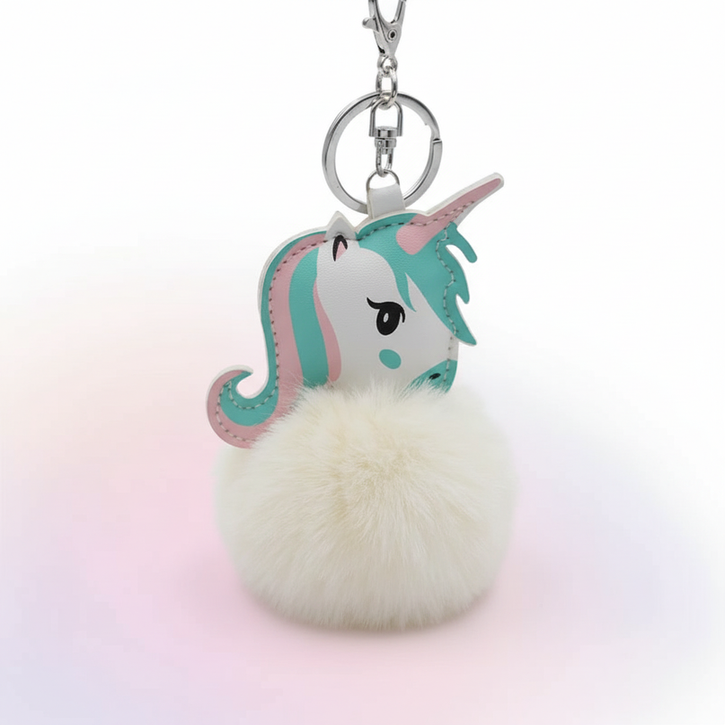 cream unicorn keychain - white-bg