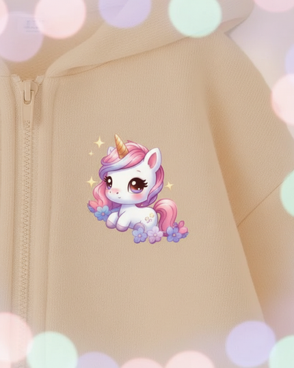 cream unicorn zip hoodie - detail