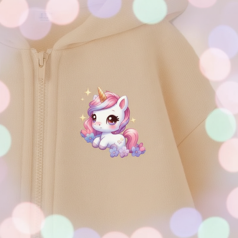 cream unicorn zip hoodie - detail