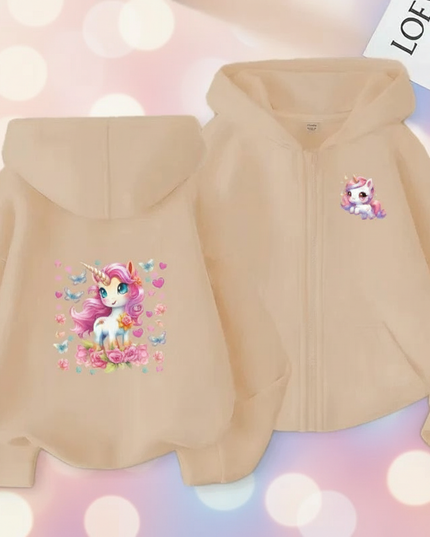 cream unicorn zip hoodie - lifestyle