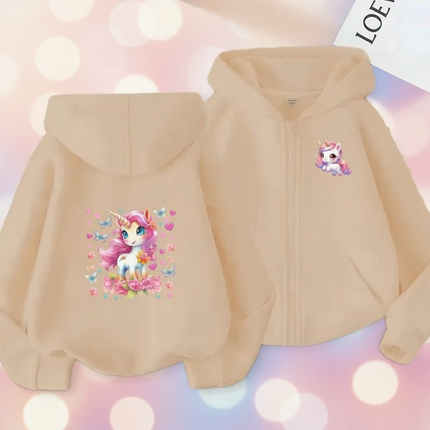 cream unicorn zip hoodie - lifestyle