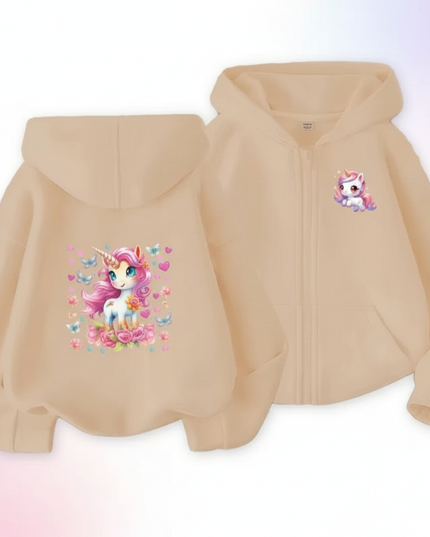 cream unicorn zip hoodie - white-bg