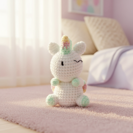crochet unicorn plush - lifestyle