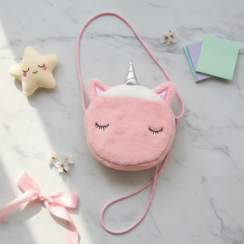 crossbody unicorn purse - flat-lay