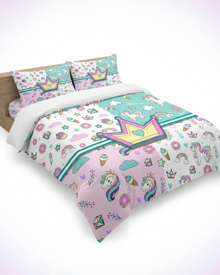 crown dreams unicorn bedding - white-bg