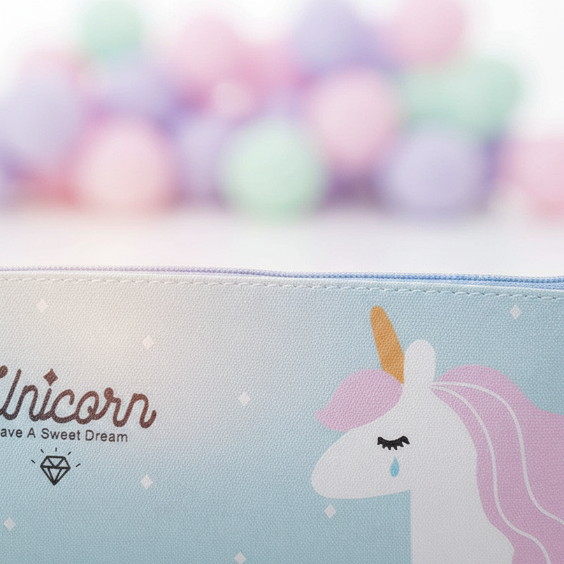 crying unicorn pencil case - detail