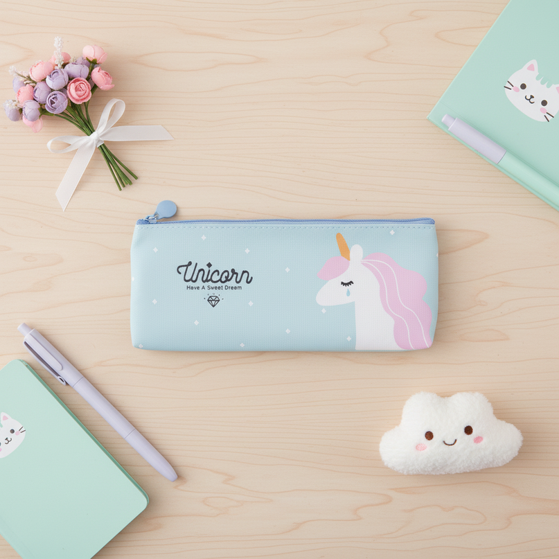 crying unicorn pencil case - flat-lay
