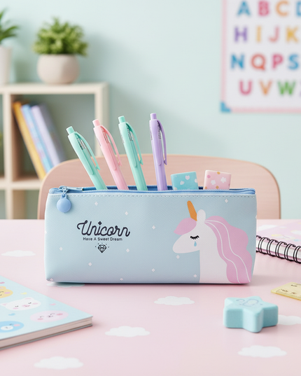 crying unicorn pencil case - lifestyle