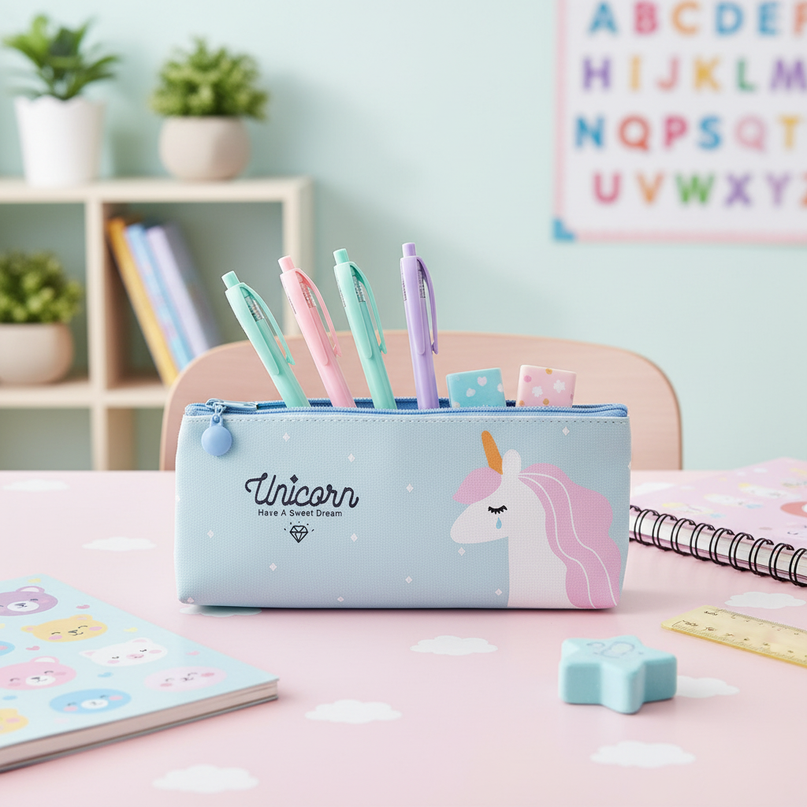 crying unicorn pencil case - lifestyle