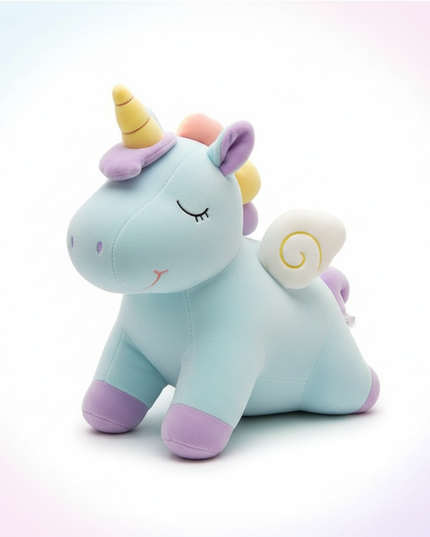 cuddly pink unicorn plush - white-bg