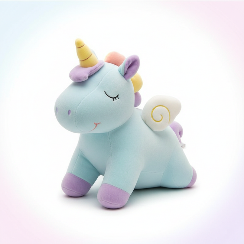 cuddly pink unicorn plush - white-bg