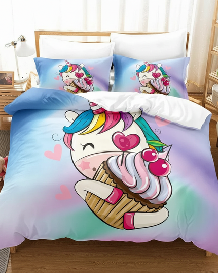 cupcake cherry unicorn bedding - lifestyle