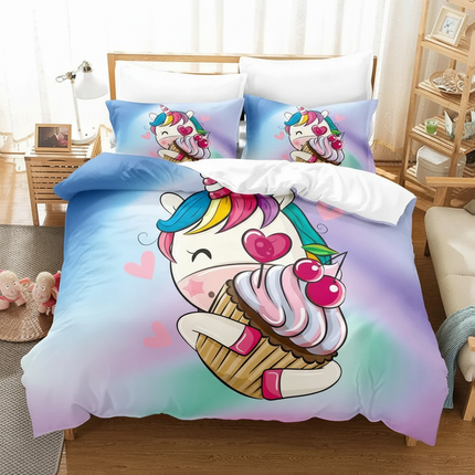 cupcake cherry unicorn bedding - lifestyle
