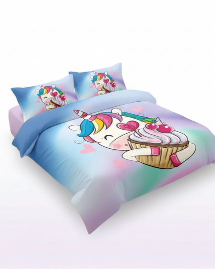 cupcake cherry unicorn bedding - white-bg