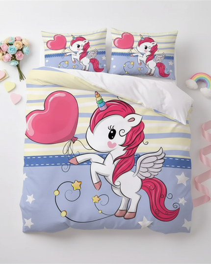 cupcake sweet hug unicorn bedding - flat-lay