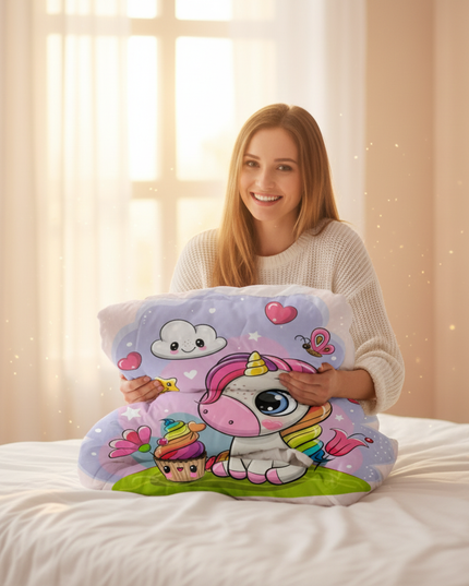 cupcake unicorn bedding - in-use