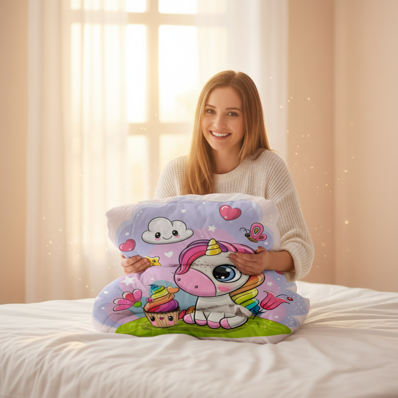 cupcake unicorn bedding - in-use
