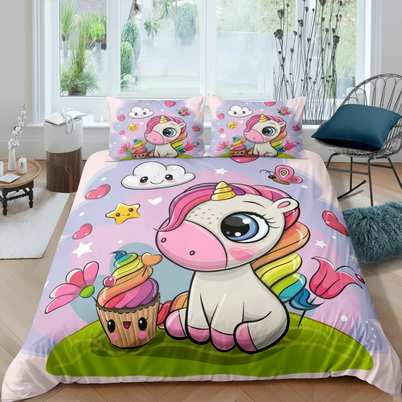 cupcake unicorn bedding - lifestyle