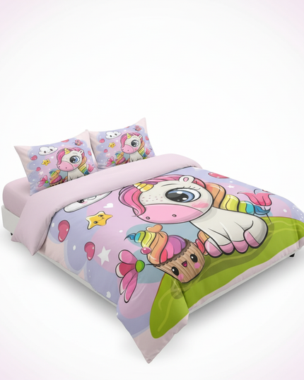 cupcake unicorn bedding - white-bg