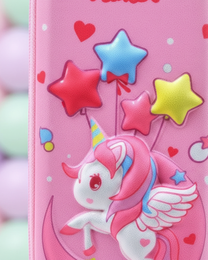 curly unicorn pencil case - detail