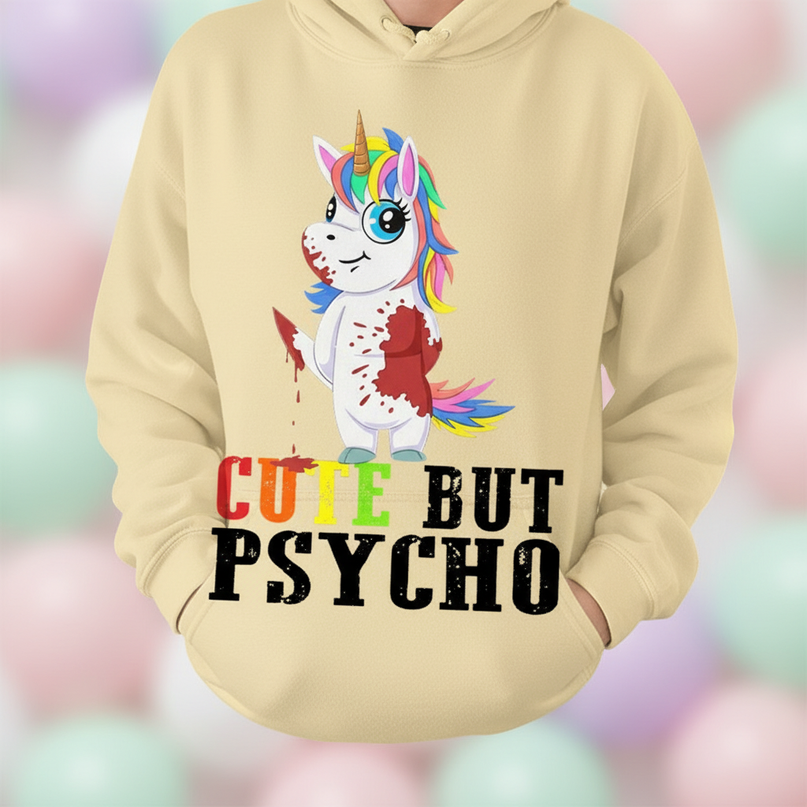 cute but psycho funny hoodie - detail
