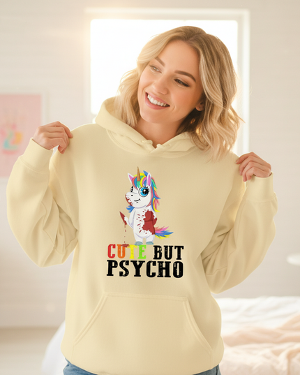 cute but psycho funny hoodie - in-use