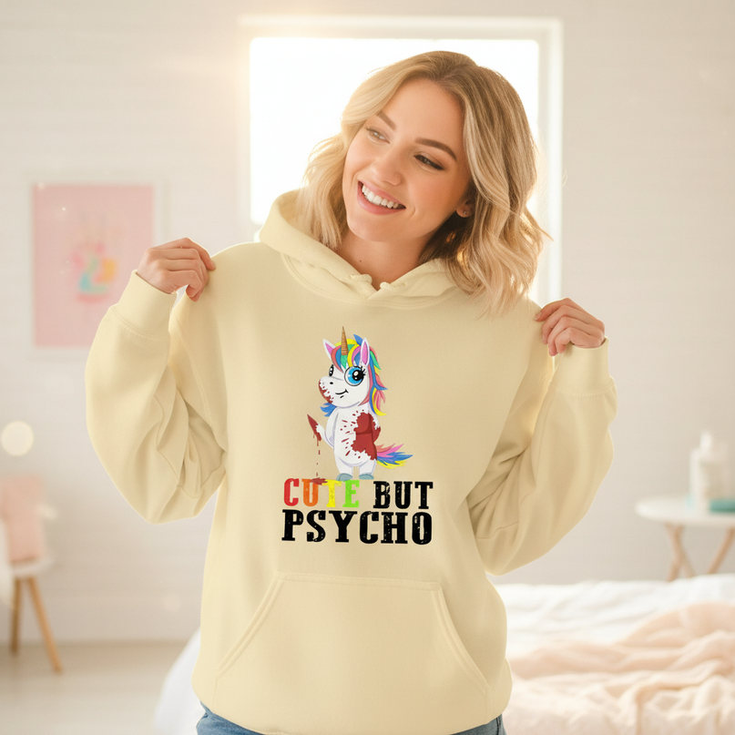 cute but psycho funny hoodie - in-use