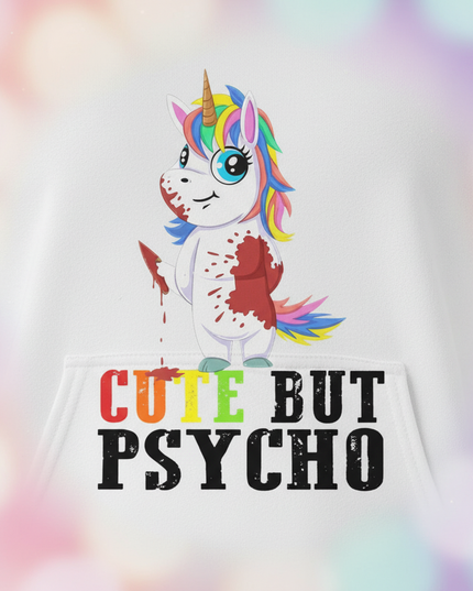cute but psycho unicorn hoodie - detail