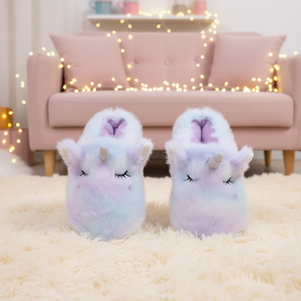 cute fluffy unicorn slippers - lifestyle
