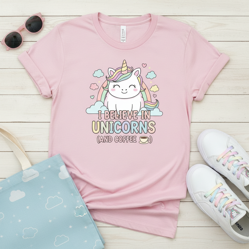 cute funny unicorn shirt - flat-lay