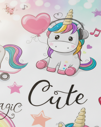 cute magic unicorn bedding - detail