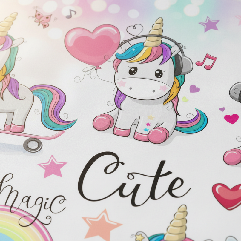 cute magic unicorn bedding - detail
