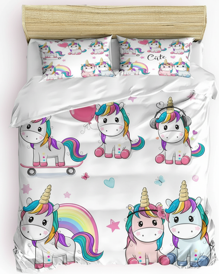 cute magic unicorn bedding - white-bg