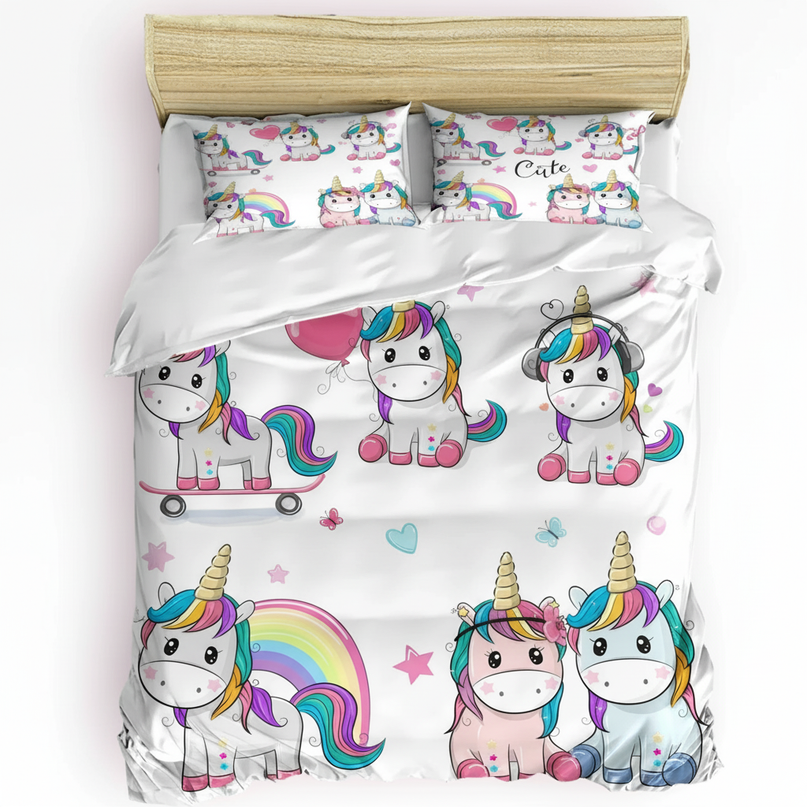 cute magic unicorn bedding - white-bg