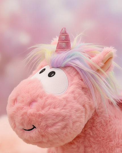 cute pink winged unicorn plush toy - detail