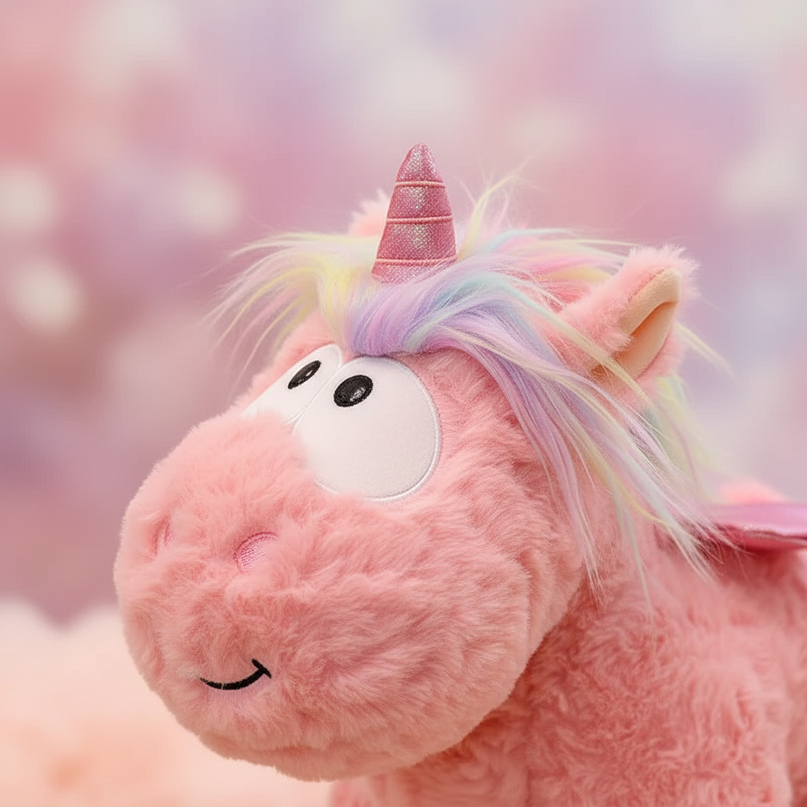 cute pink winged unicorn plush toy - detail