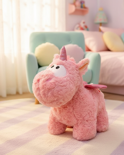 cute pink winged unicorn plush toy - lifestyle
