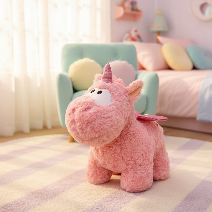 cute pink winged unicorn plush toy - lifestyle