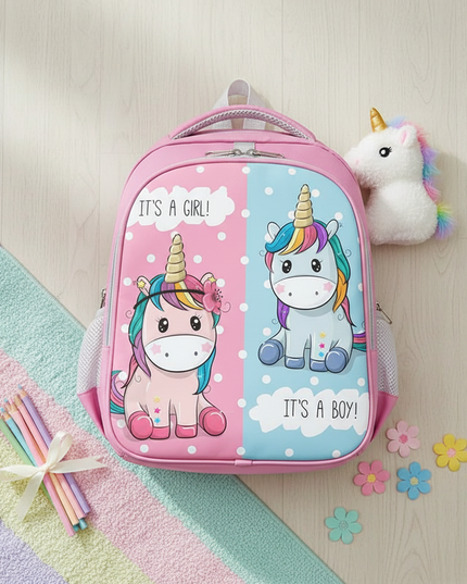 cute unicorn backpack for school - flat-lay