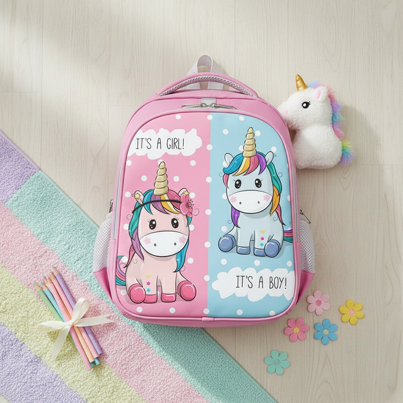 cute unicorn backpack for school - flat-lay