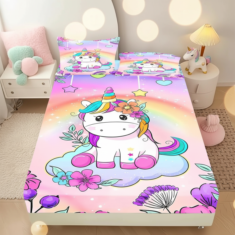 cute unicorn bed sheet set - lifestyle