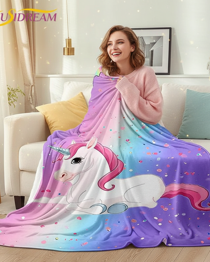 cute unicorn blanket - in-use