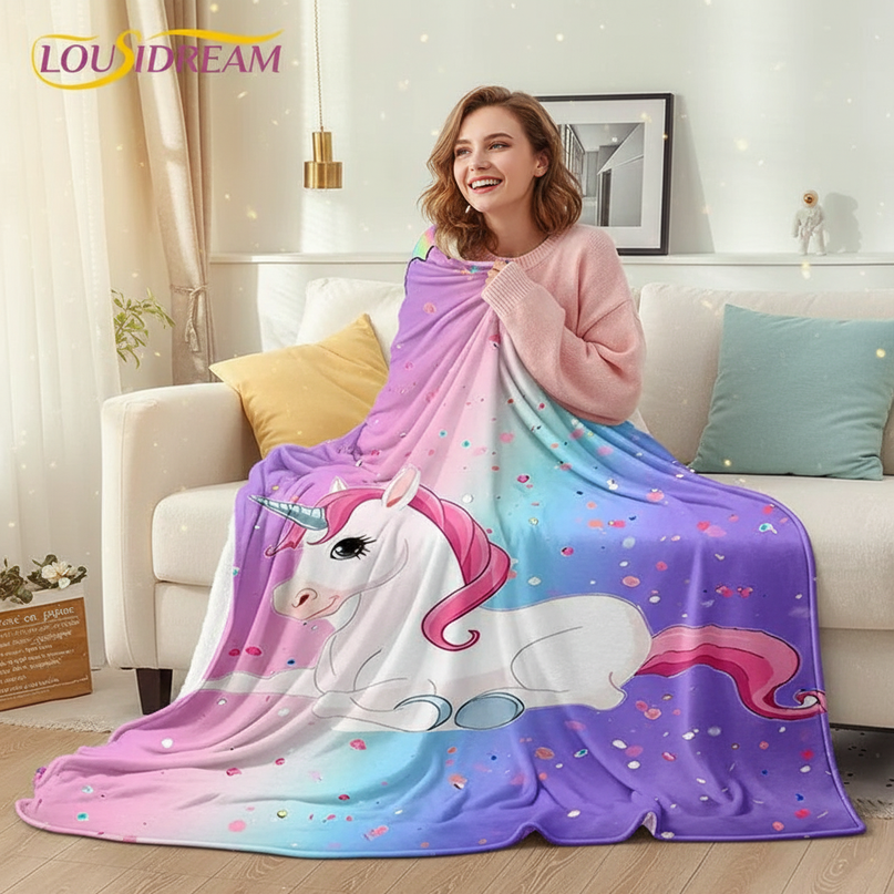 cute unicorn blanket - in-use