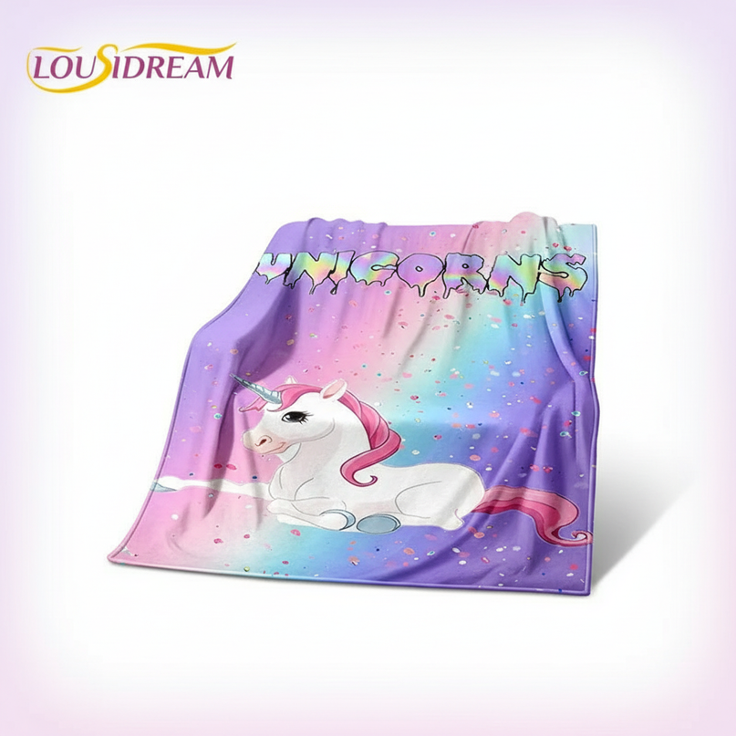 cute unicorn blanket - white-bg