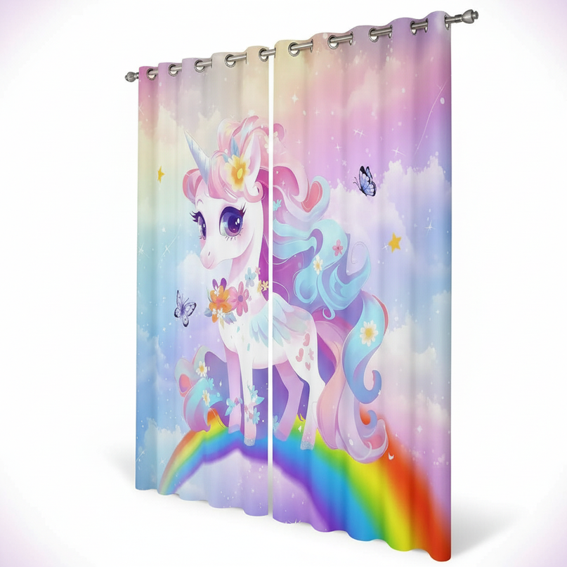 cute unicorn curtains - white-bg