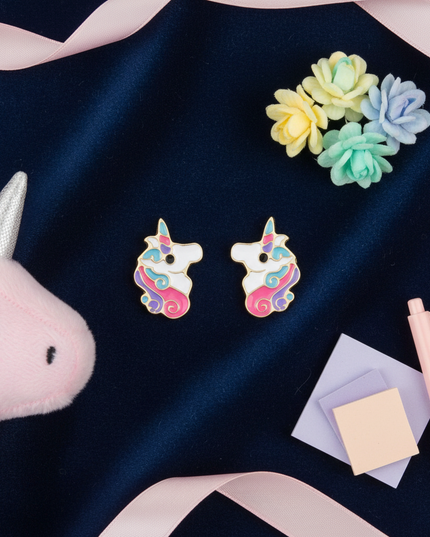 cute unicorn earrings - flat-lay