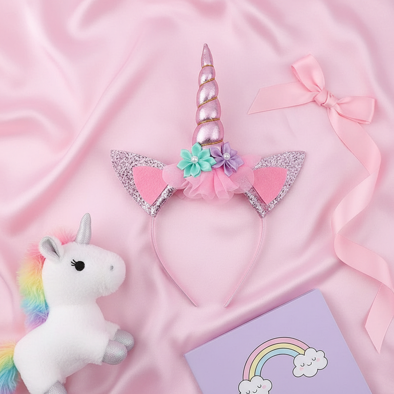 cute unicorn headband - flat-lay