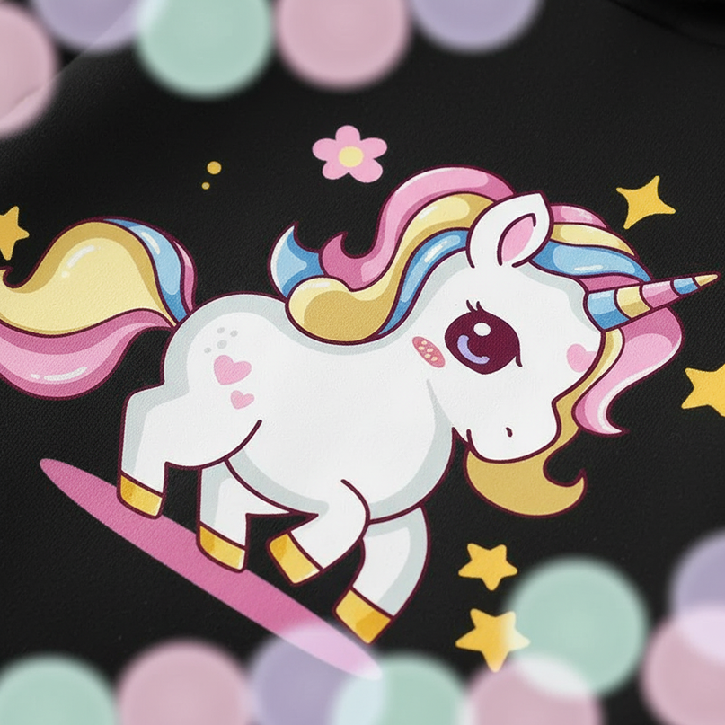cute unicorn hoodie kids - detail