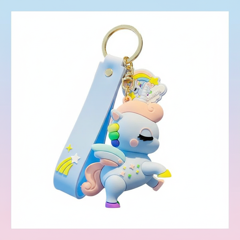 cute unicorn keychain - white-bg