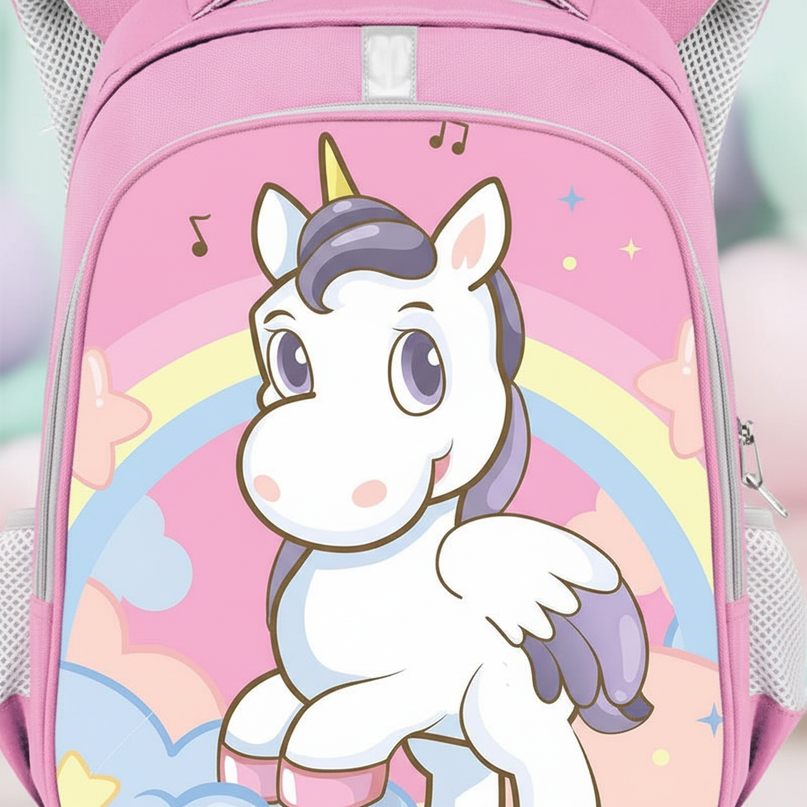 cute unicorn kids school backpack - detail